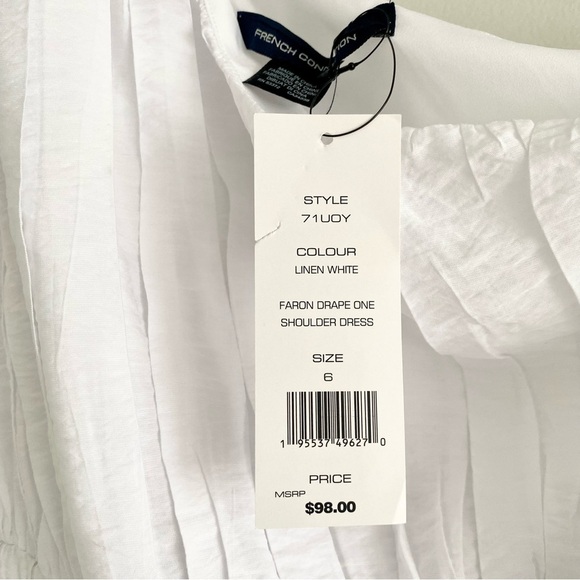 French Connection Linen White One-Shoulder Dress - Picture 6 of 6